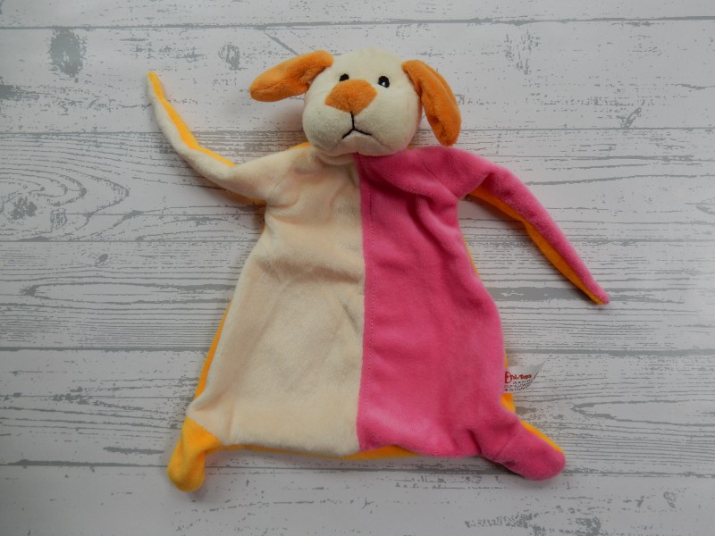 Action Toi Toys knuffeldoek velours dieren oranje beige roze Hond