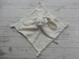 Tiamo Basic Bunny knuffeldoek velours wit rammeltje Konijn