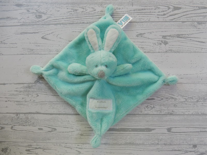 VIB pluche knuffeldoek velours mint wit Konijn