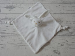 Bambino knuffeldoek velours wit beige knoopjes konijn