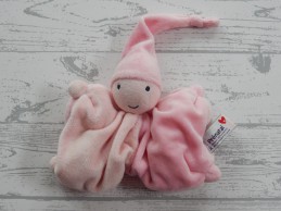 Prenatal knuffeldoek tuttel tutpopje velours roze lichtroze