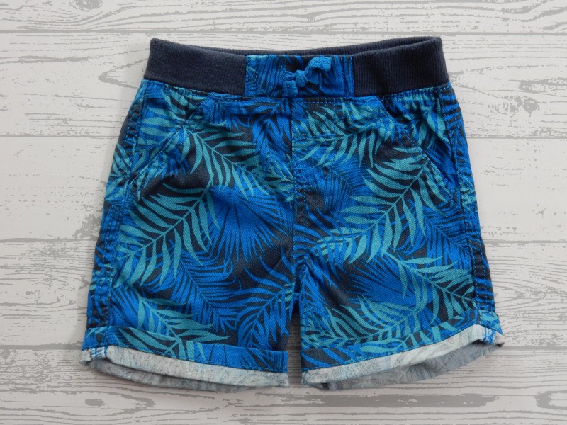 Small Wonders short blauw aqua tropisch bladeren maat 68