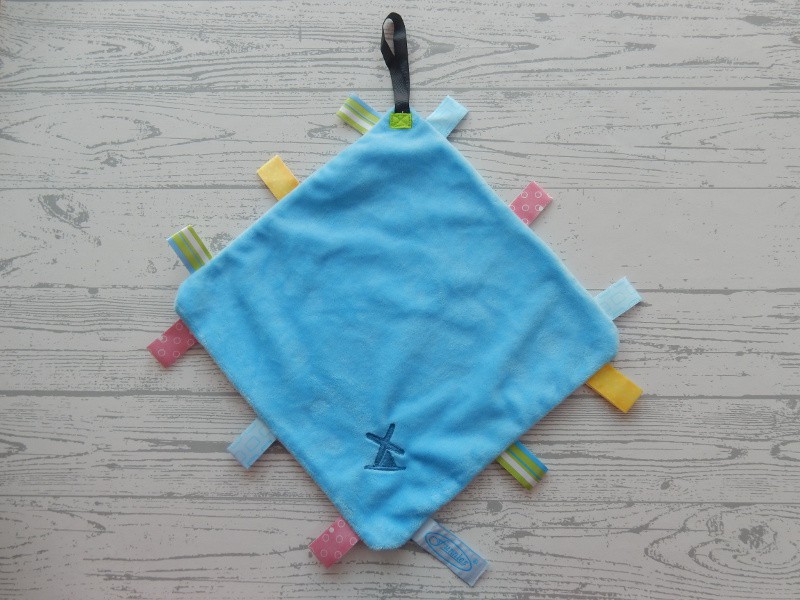 Funnies labeldoek velours blauw labels molen