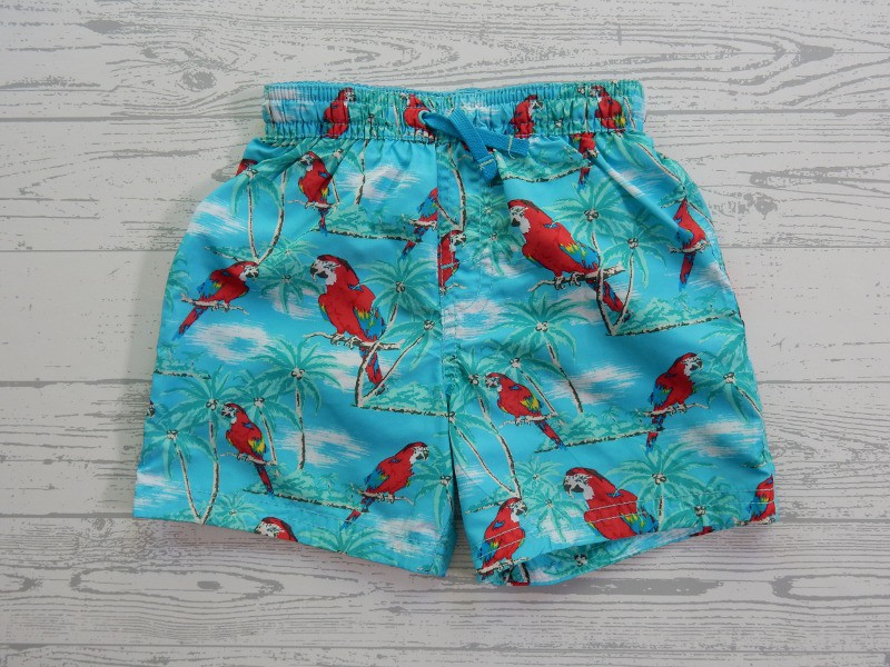 Verlaten Pijl paraplu H&M zwemshort aqua blauw rood papegaaien palmboom maat 86-92
