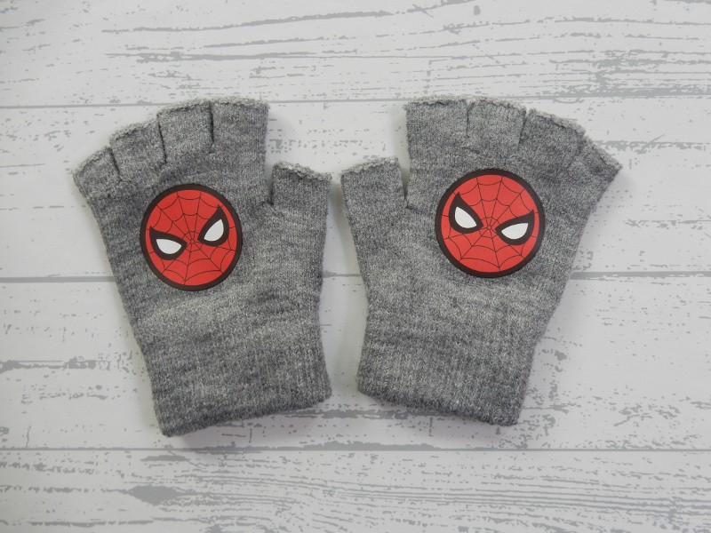 geur Groenten Riskeren Spiderman handschoenen vingerloos gebreid grijs maat 4-5 jaar