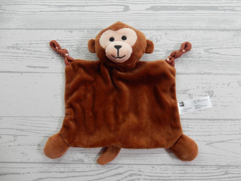 Bont ondergoed controller Hema knuffeldoek velours bruin tricot stippen aap