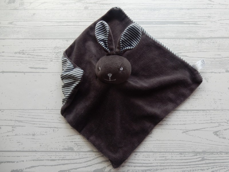 Bambino knuffeldoek velours antraciet gestreept konijn