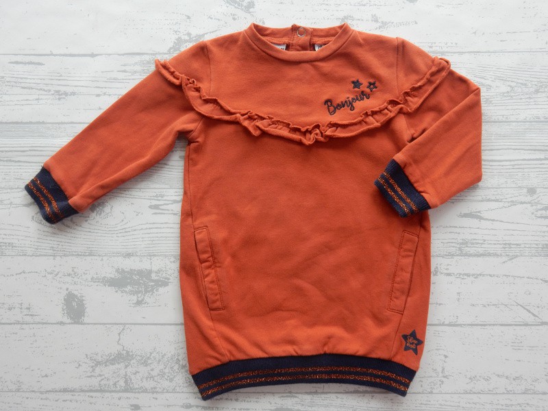 Prenatal jurk sweatstof bruin donkerblauw Play All Day maat 74