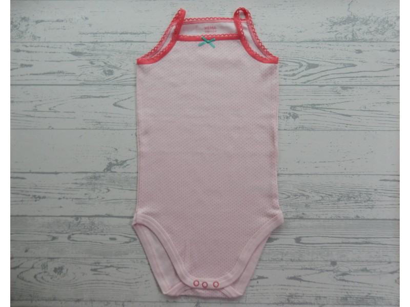 Hema romper zonder mouw roze fuchsia roze stipjes maat 98-104