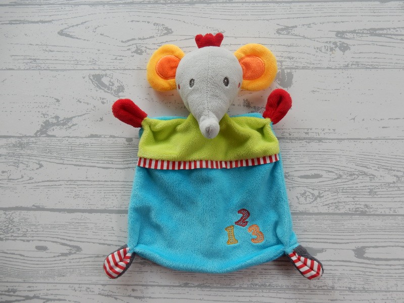 Baby Club C&A knuffeldoek velours blauw groen rood olifant