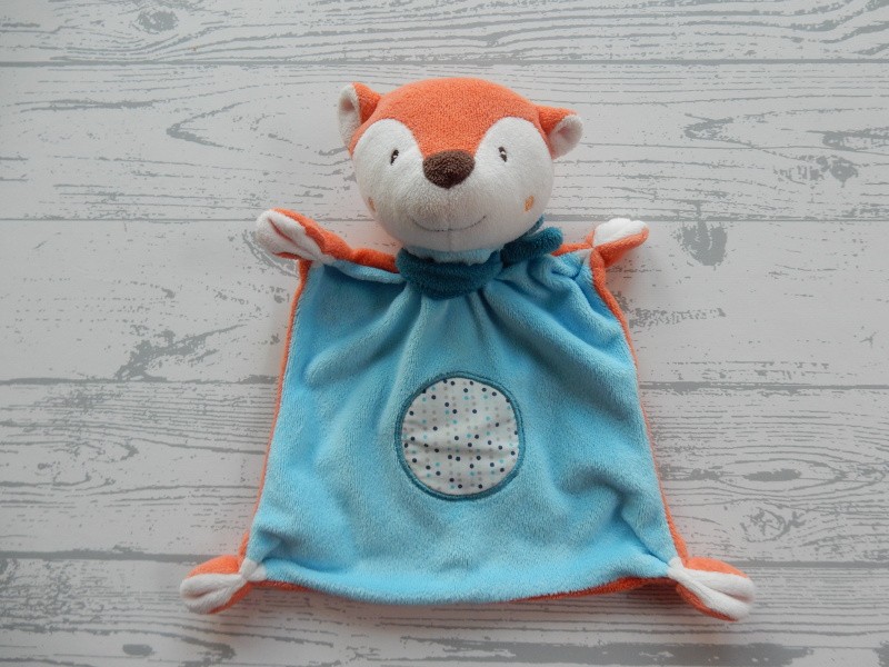 Pusblu DM Drogerie knuffeldoek velours blauw oranje vos