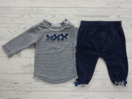 Dirkje newborn set vestje shirtje broek donkerblauw stip strikje maat 56