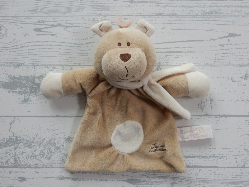 Tiamo Collection knuffeldoek velours beige bruin sjaaltje beer