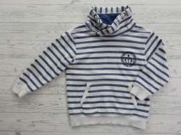 H&M sweater met tunnelkraag wit blauw gestreept maat 98-104