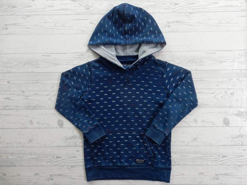 Petrol Jeans sweater hoodie blauw wit rood vissen maat 116