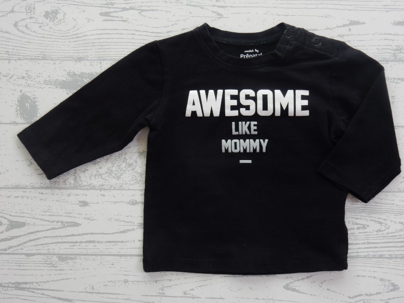 Prenatal longsleeve zwart wit Awesome like Mommy maat 62