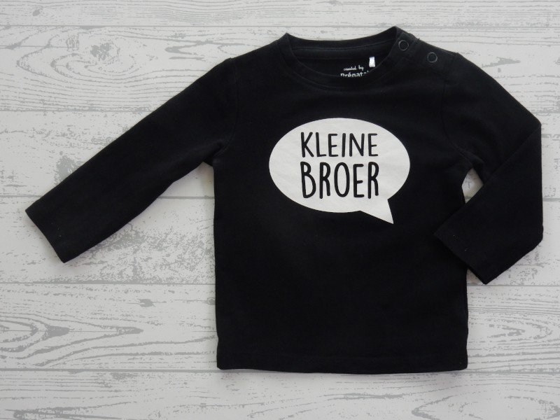 Prenatal longsleeve zwart wit Kleine Broer maat 62