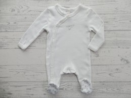 Hema newborn jumpsuit off white zwart dessin doodles maat 44