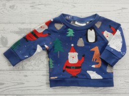 Next baby sweater blauw kerstman pinguin ijsbeer maat 44-50
