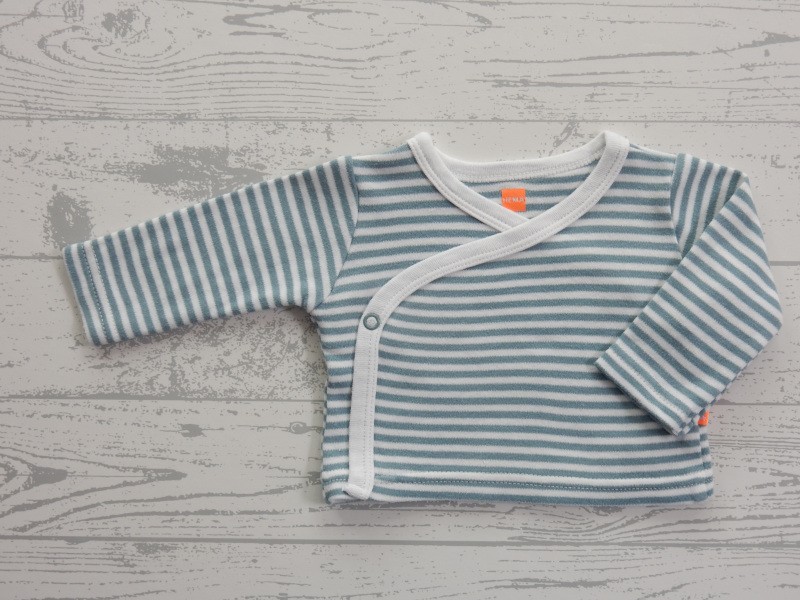 Hema newborn shirtje overslag groen gestreept maat 44