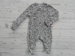 Hema newborn jumpsuit ribstof wit zwart stippen maat 44
