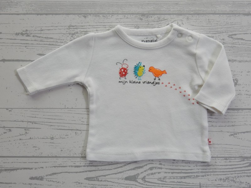 Prenatal newborn shirtje wit Mijn kleine Vriendjes maat 44