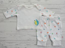 Prenatal newborn set shirtje broekje wit Mijn kleine Vriendjes maat 44