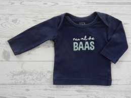 Prenatal newborn shirtje donkerblauw Nu al de Baas maat 44