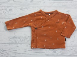 Prenatal newborn shirtje overslag bruin veren Pure maat 44