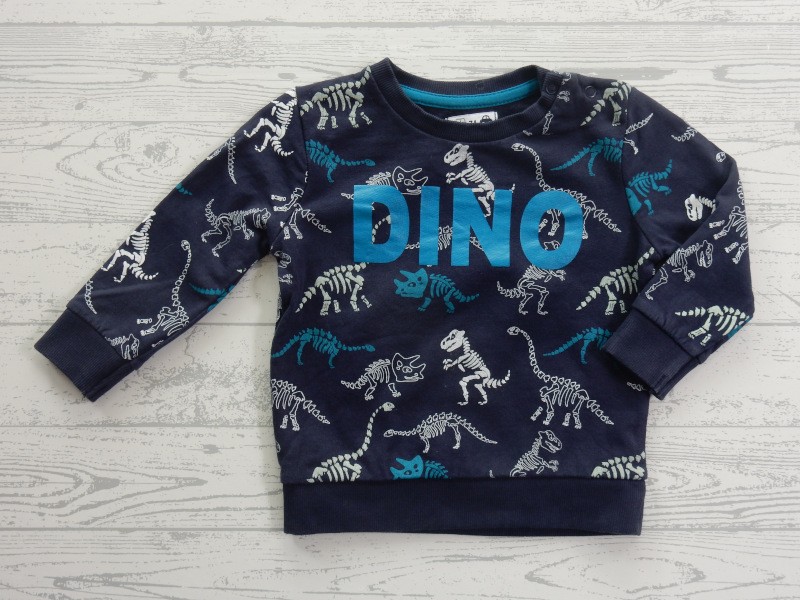 Sweater donkerblauw wit petrol Dino maat 74