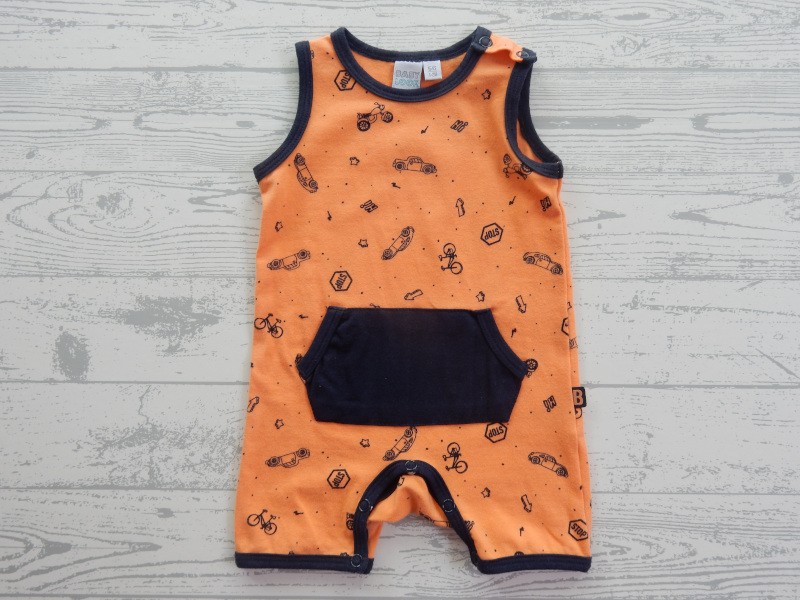 Babylook jumpsuit korte pijpjes oranje zwart Hi Stop maat 56