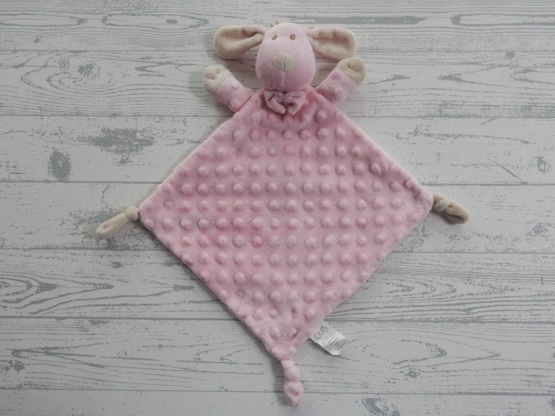 Duffi baby knuffeldoek knuffellap velours roze Hond