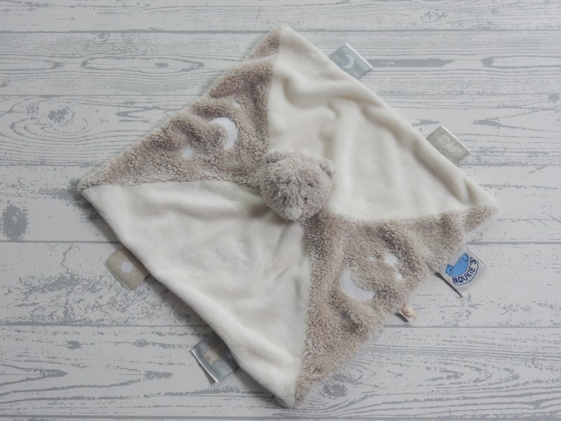 Noukie's knuffeldoek velours ecru beige maan sterren beer