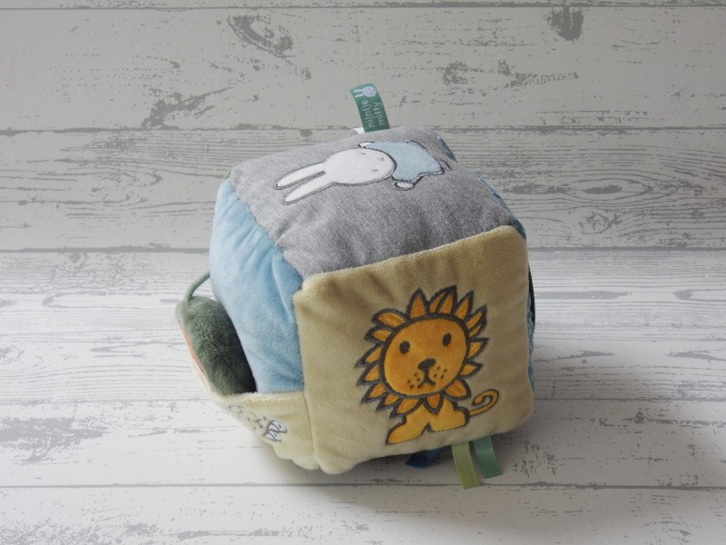 Nijntje knuffel kubus velours blauw groen grijs dierentuin dieren