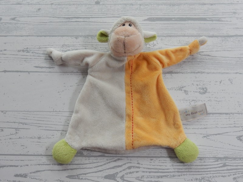 Nici My First Nici knuffeldoek velours beige geel groen schaap