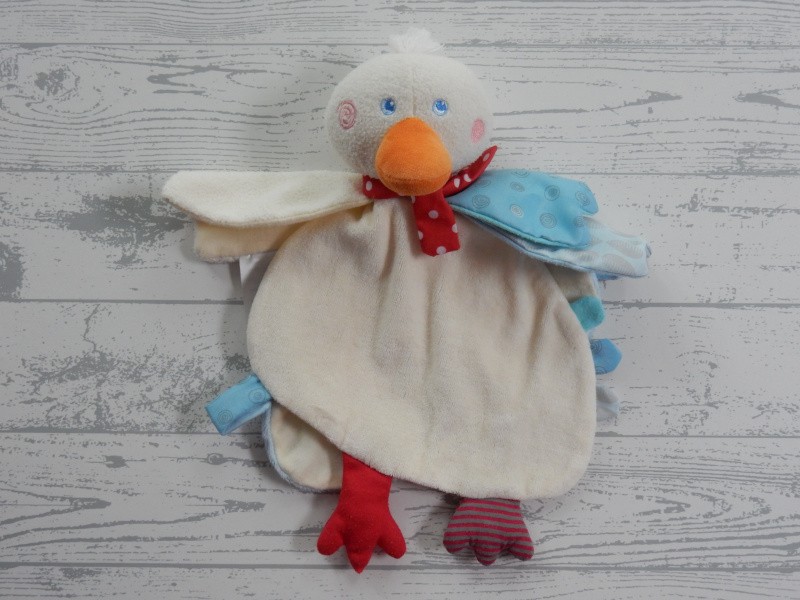 Haba knuffeldoek velours ecru blauw rood gallivanting goose Gans