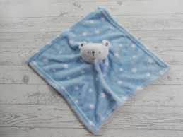 Primark baby knuffeldoek velours blauw wit sterren Beer