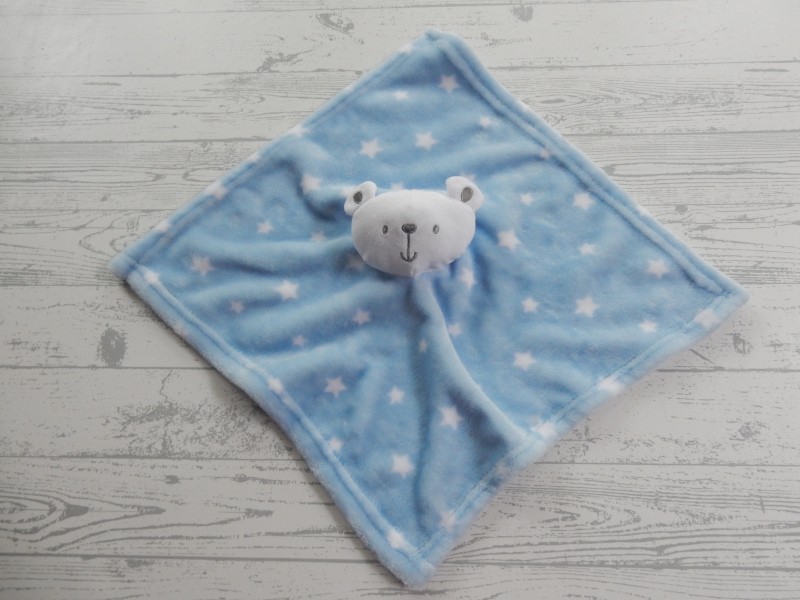 Primark baby knuffeldoek velours blauw wit sterren Beer