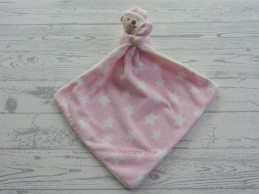 Mothercare knuffeldoek velours ecru roze sterren My Bedtime Bear