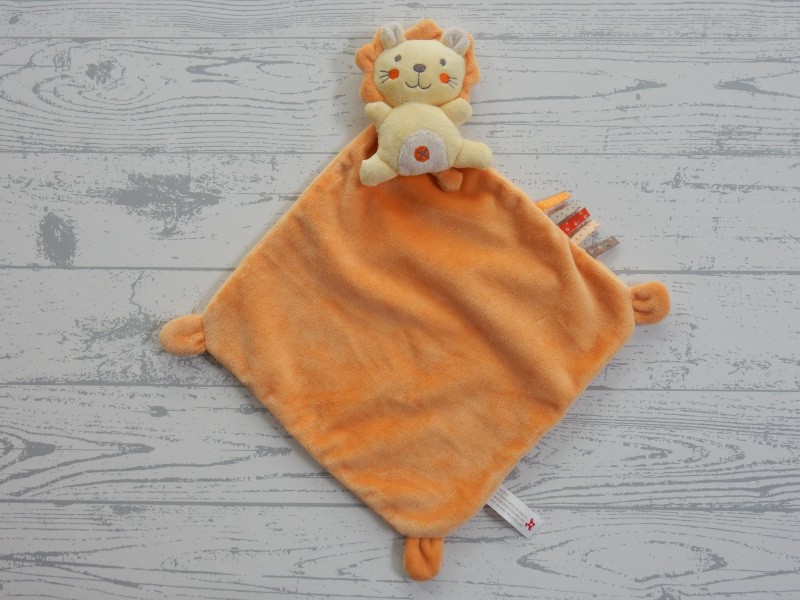 Nicotoy knuffeldoek knuffellap velours geel oranje Leeuw