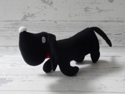 Hema knuffel pluche velours zwart hond Takkie