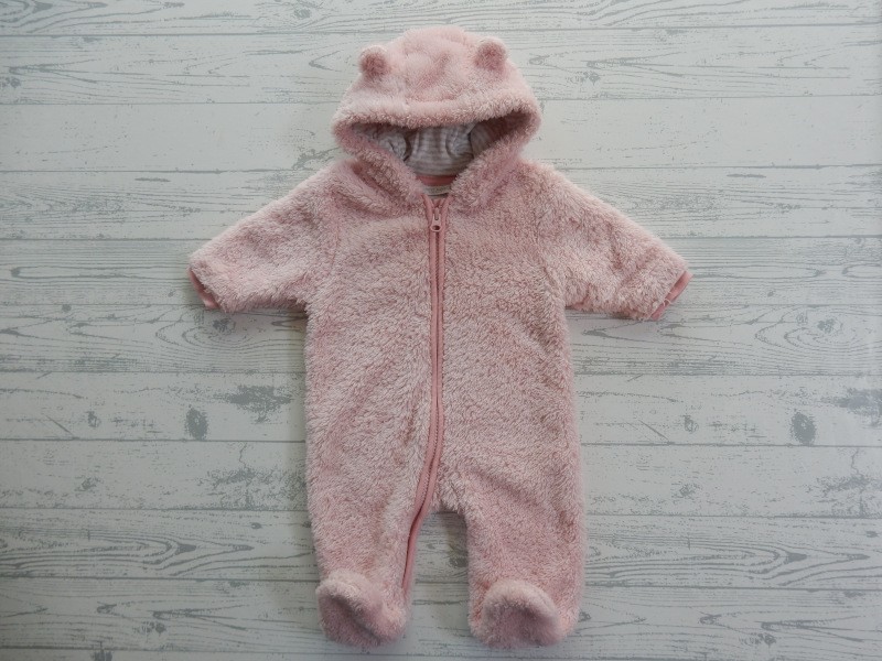 Next baby onesie overall fleece teddy roze maat 56-62