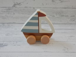 Little Dutch houten voertuig met wielen zeilboot