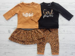 Prenatal baby shirt zwart wit bruin Girl Power maat 56