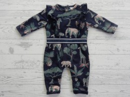 Prenatal boxpakje jumpsuit donkerblauw groen jungle dieren maat 56