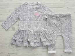 Baby newborn set jurkje broek wit zwart stip dessin maat 62