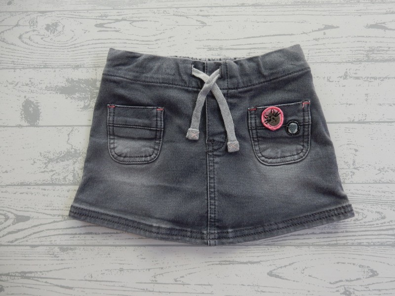 Hema kinder rok jog denim grijs patches maat 86