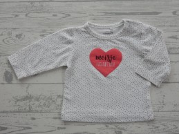 Prenatal longsleeve wit zwart stipjes hart Meisje Eigenwijsje maat 62