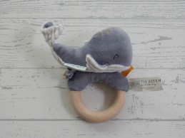 Little Dutch Tiamo houten ring rammelaar Ocean Walvis blue