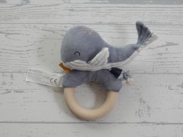 Little Dutch Tiamo houten ring rammelaar Ocean Walvis blue